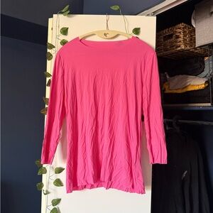 WOLFORD Hot Neon Pink very soft modal crew neck long sleeve tee top size M
